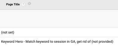 page title dimension in google analytics with onpage hero