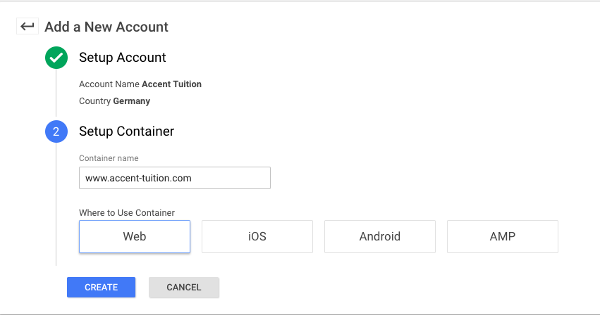 Sign up Page Google Tag Manager