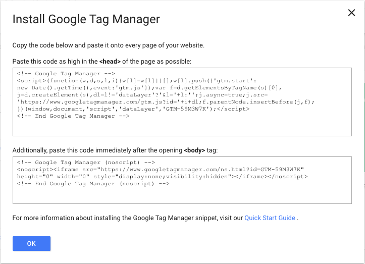 Google Tag Manager Code Snippet